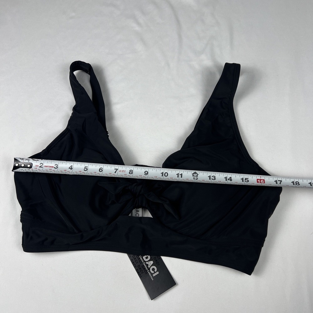Daci Womens Plus Size 14W Black Tie Front Underwire Bikini Top New With Tags - Picture 3 of 6